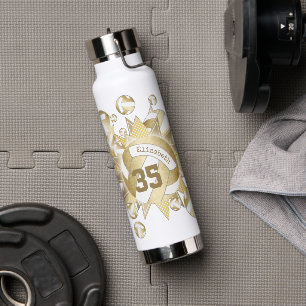 gürtelförmige Goldvolleyballs und Sterne Trinkflasche