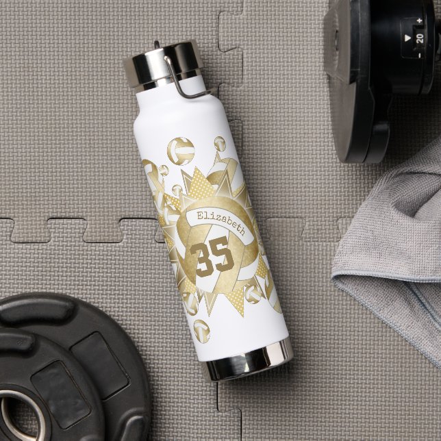 gürtelförmige Goldvolleyballs und Sterne Trinkflasche (Fitnessstudio)