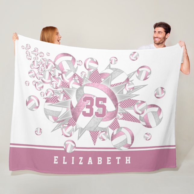 gürtelige Rose-Volleybälle und Sterne Fleecedecke (Beispiel)