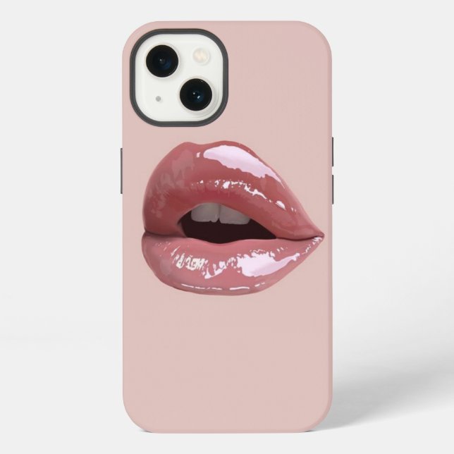 gürtelrosa Glitzer lips iPhone Hülle (Rückseite)