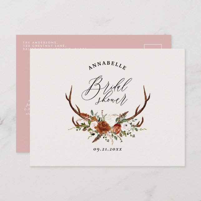 Gürtelrosa Rostbrust, floralfarbenes elegantes Bra Postkarte (Vorne/Hinten)