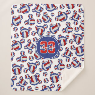 gürtelrotes, weißes und blaues Volleyballmuster Sherpadecke