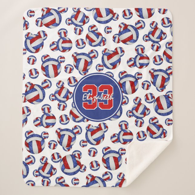 gürtelrotes, weißes und blaues Volleyballmuster Sherpadecke (Vorderseite)