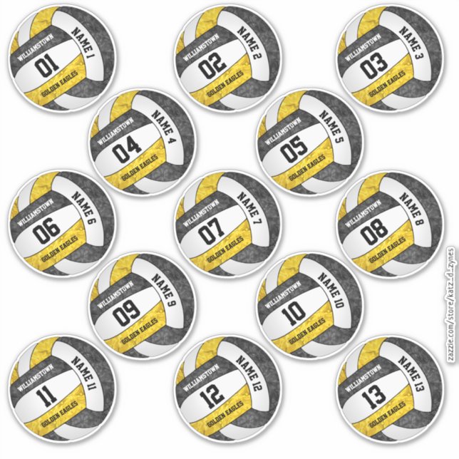 gürtelschwarze goldene Volleyballspieler bezeichnu Aufkleber (Vorderseite)