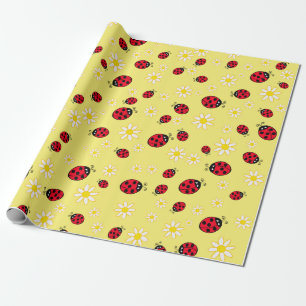 gürtlich niedlicher Ladybug und dunkelgelbe Blume Geschenkpapier