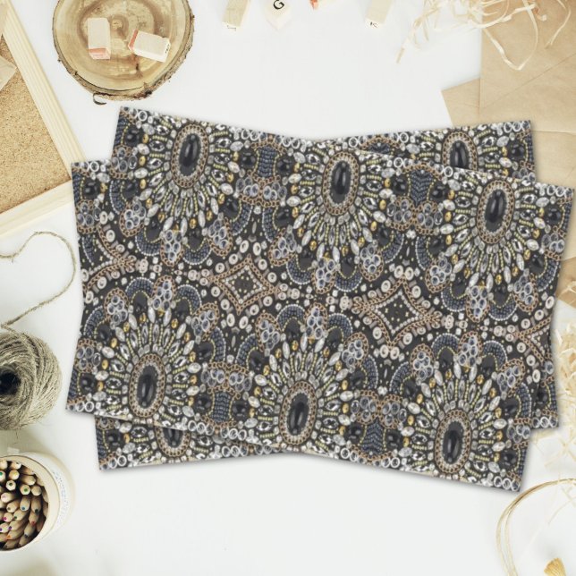 gürtnerisch Glam Art Deko Seidenpapier (girly glam art deco black gold bohemian tissue paper)