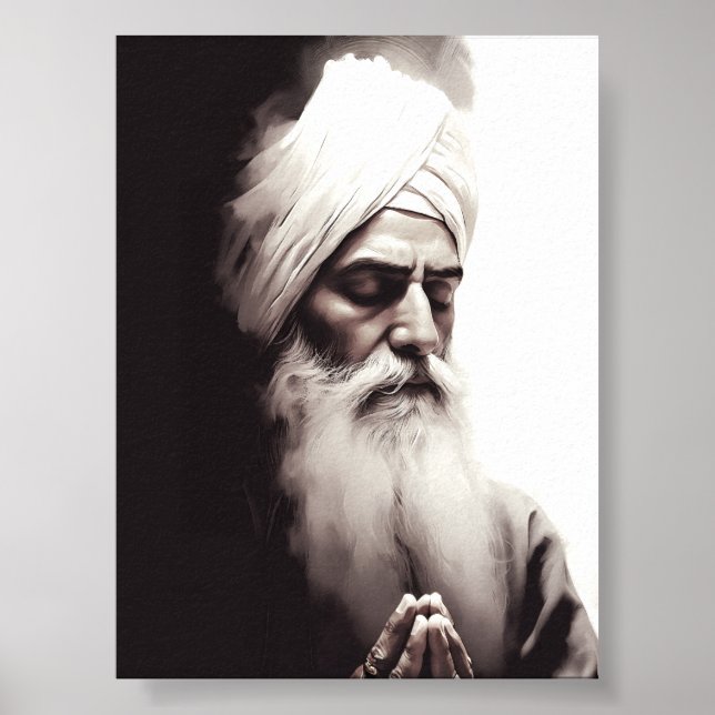 Gurū Nānak Abstrakt Portrait - Sikh Poster (Vorne)
