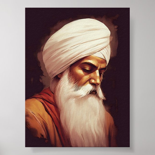 Gurū Nānak Profile Portrait - Sikh Poster (Vorne)