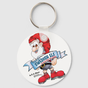 Gus der Tomte mit einem Banner, & Boot GESCHICHTEN Schlüsselanhänger
