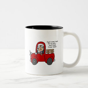 Gus über neue Lkw-Shirts und Geschenke Zweifarbige Tasse