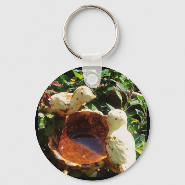 Gusseiserne Vögel im Garten Schlüsselanhänger (Vorderseite)