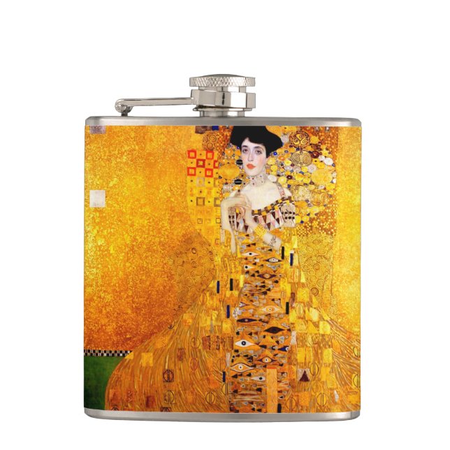 Gustav Klimt Adele Bloch-Bauer Vintager Jugendstil Flachmann (Vorderseite)