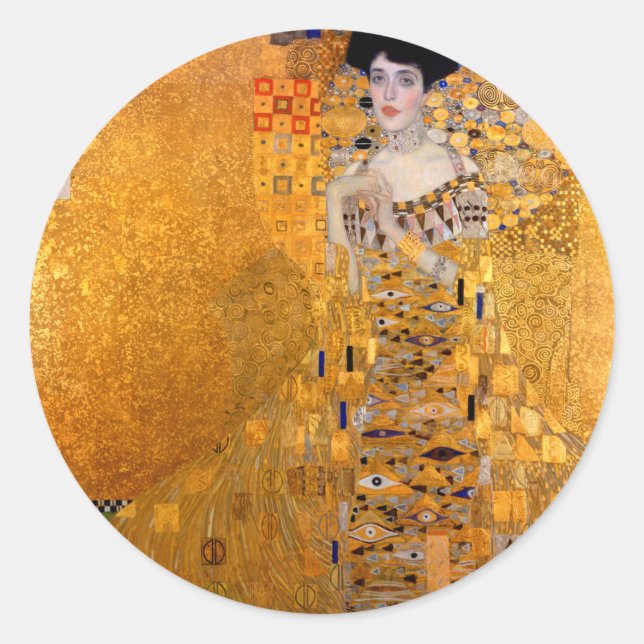 Gustav Klimt "Adele" Vintage Runder Aufkleber (Vorderseite)