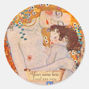 Gustav Klimt Ages of Woman Buchzeichen Runder Aufkleber