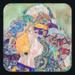 Gustav Klimt - Baby / Wiege Quadratischer Aufkleber<br><div class="desc">Baby / Cradle - Gustav Klimt,  Öl auf Leinwand,  1917-1918</div>