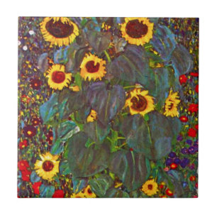 Gustav Klimt Bauerngarten mit Sonnenblumen Kachel