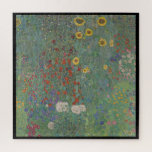 Gustav Klimt, Bauerngarten mit Sonnenblumen Puzzle<br><div class="desc">Puzzle mit dem Gustav Klimt Kunstwerk namens "Bauerngarten mit Sonnenblumen" mit schwarzer Grenze. Das Gemälde "Bauerngarten mit Sonnenblumen" ist ein Gemälde mit gelben Sonnenblumen,  rote Rosen und weißen und blauen Blumen auf grünem Hintergrund. Personalisierbar.</div>