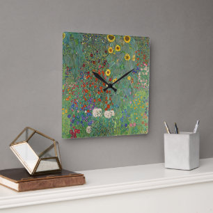 Gustav Klimt Bauerngarten Sonnenblumen Wanduhr