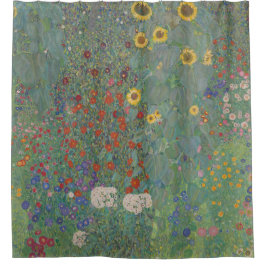 Gustav Klimt - Bauernhof Garten mit Sonnenblumen Duschvorhang