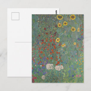 Gustav Klimt - Bauernhof Garten mit Sonnenblumen Postkarte