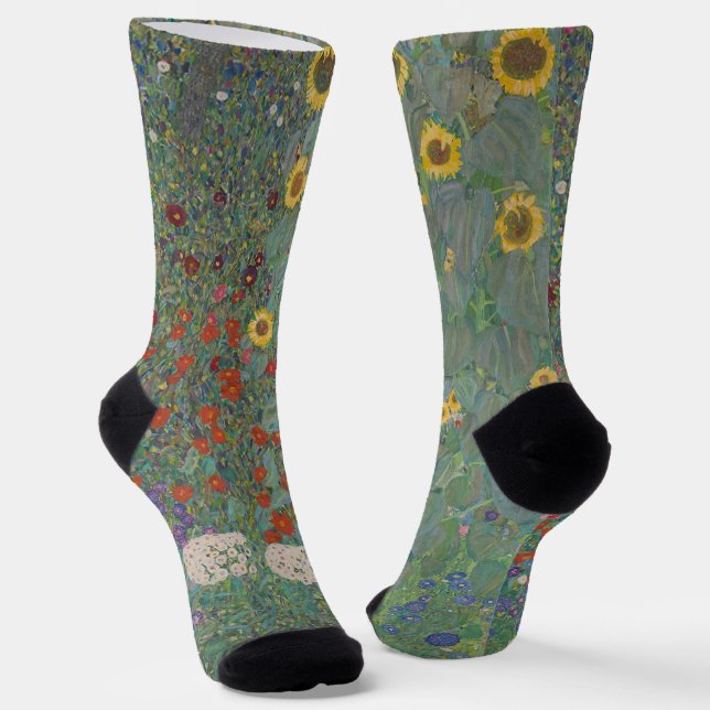 Gustav Klimt - Bauernhof Garten mit Sonnenblumen Socken (Gewinkelt)