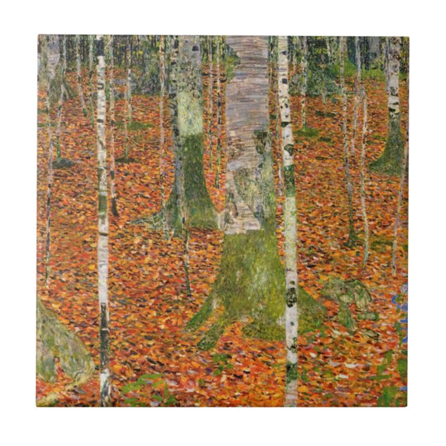 Gustav Klimt - Bauernhof mit Birkenbäumen Fliese (Vorderseite)