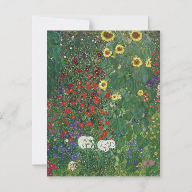 Gustav Klimt - Bauernhof mit Sonnenblumen Dankeskarte (Vorderseite)