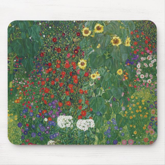 Gustav Klimt - Bauernhof mit Sonnenblumen Mousepad (Vorne)