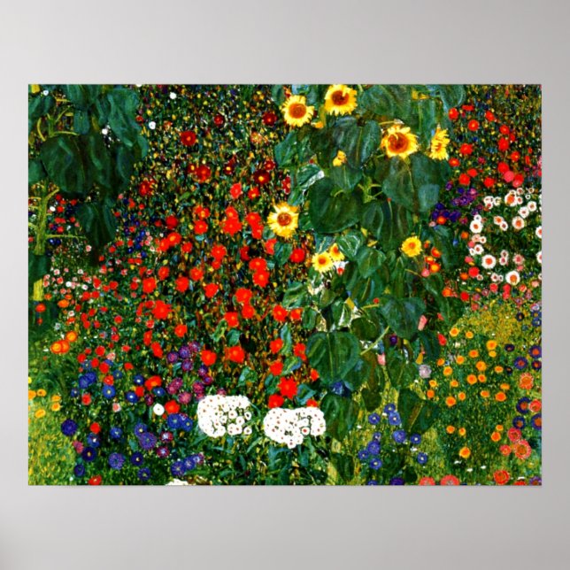 Gustav Klimt - Bauernhof mit Sonnenblumen Poster (Vorne)