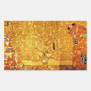 Gustav Klimt Baum des Lebens: Art Nouveau Symbolis Rechteckiger Aufkleber