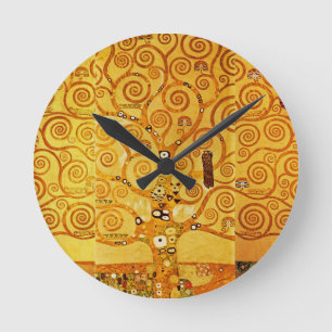 Gustav Klimt Baum des Lebens: Art Nouveau Symbolis Runde Wanduhr