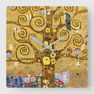 Gustav Klimt , "Baum des Lebens" Quadratische Wanduhr