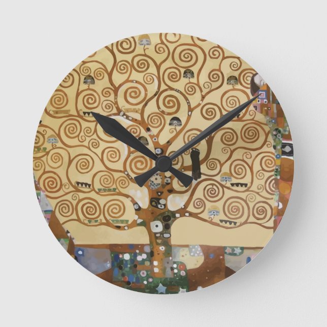 Gustav Klimt Baum des Lebens Runde Wanduhr (Vorderseite)