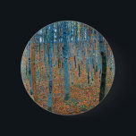 Gustav Klimt Beech Tree Forest Grove Button<br><div class="desc">Das Werk basiert auf den klassischen Naturmalereien von Gustav Klimt,  Beech Grove 1,  1902,  ist ein nahes Anwesen eines Buchenwaldes,  in blauen und farbenfrohen Wäldern.</div>