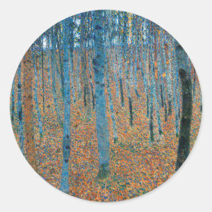 Gustav Klimt Beech Tree Forest Grove Runder Aufkleber