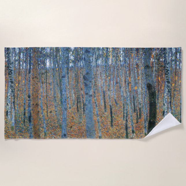 Gustav Klimt Beech Tree Forest Grove Strandtuch (Vorderseite)
