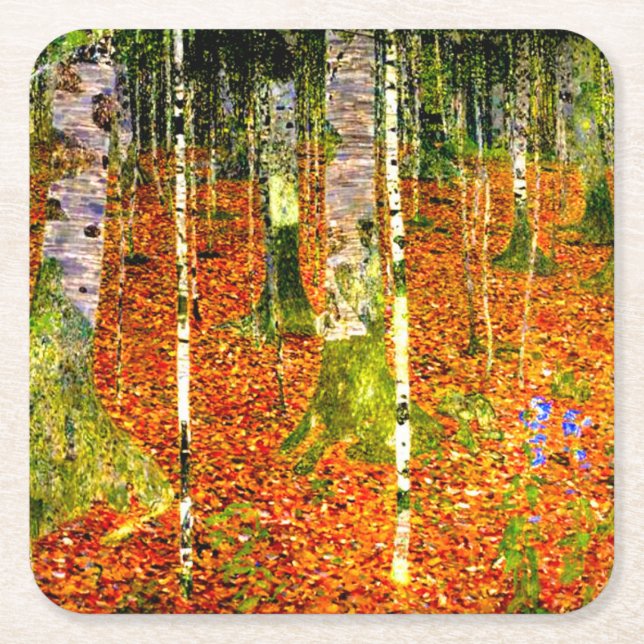 Gustav Klimt Birch Trees Rechteckiger Pappuntersetzer (Vorderseite)