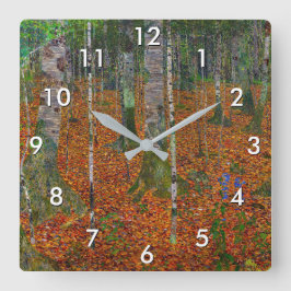 Gustav Klimt - Birch Wood Quadratische Wanduhr