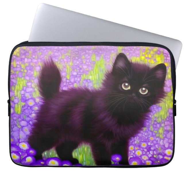 Gustav Klimt Black Kitten Laptopschutzhülle (Vorderseite)