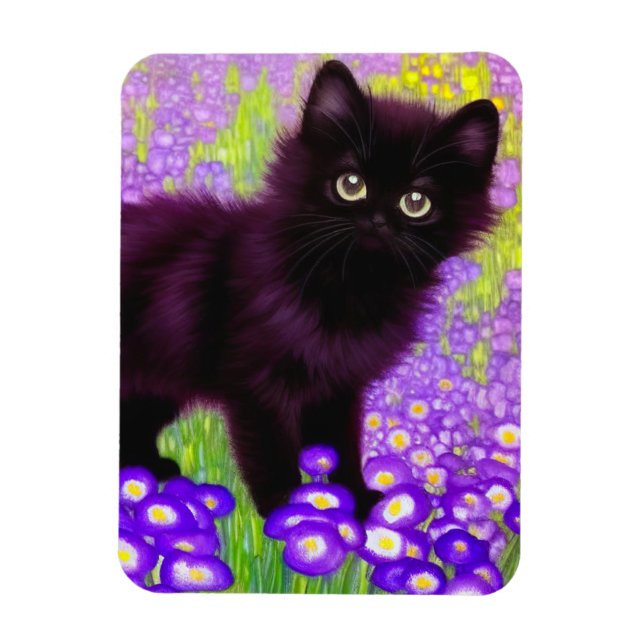 Gustav Klimt Black Kitten Magnet (Vertikal)
