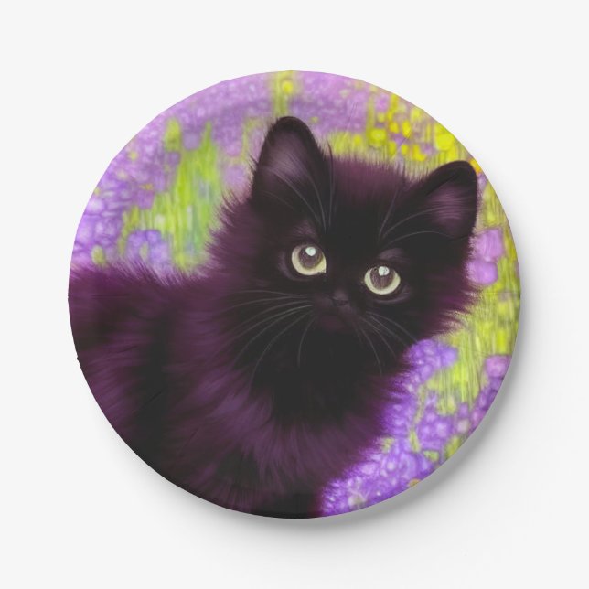 Gustav Klimt Black Kitten Pappteller (Vorderseite)