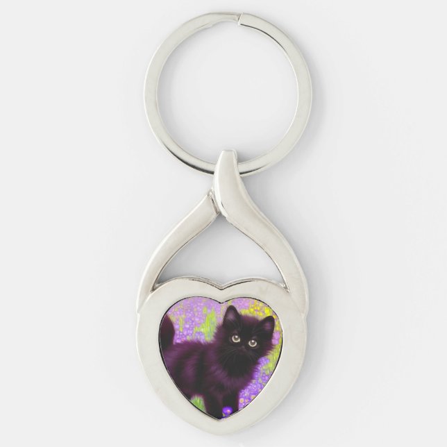 Gustav Klimt Black Kitten Schlüsselanhänger (Vorderseite)