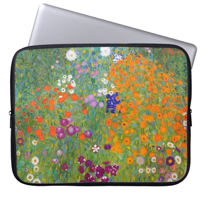 Gustav Klimt: Blumen-Garten Laptopschutzhülle (Vorderseite)