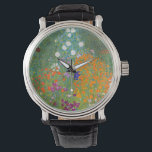Gustav Klimt: Blumengarten Armbanduhr<br><div class="desc">Eine schöne klassische Uhr mit einem bunten Blumengarten,  gemalt vom österreichischen Symbolik-Maler Gustav Klimt.</div>
