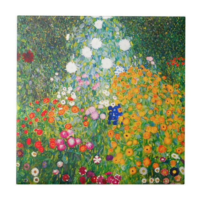Gustav Klimt Blumengarten Fliese (Vorderseite)