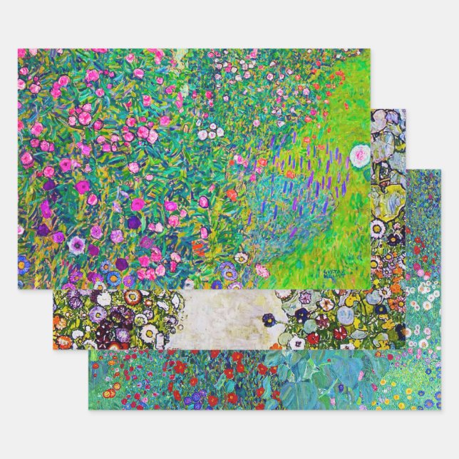 Gustav Klimt, Blumengarten Geschenkpapier Set (Set)
