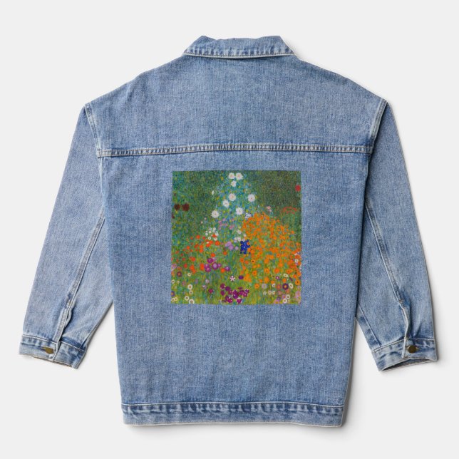 Gustav Klimt - Blumengarten Jeansjacke (Rückseite)