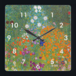 Gustav Klimt - Blumengarten Quadratische Wanduhr<br><div class="desc">Blumengarten - Gustav Klimt 1905-1907</div>