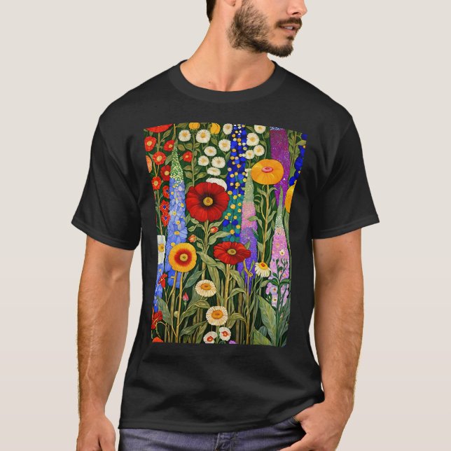 Gustav Klimt Blumengarten T-Shirt (Vorderseite)