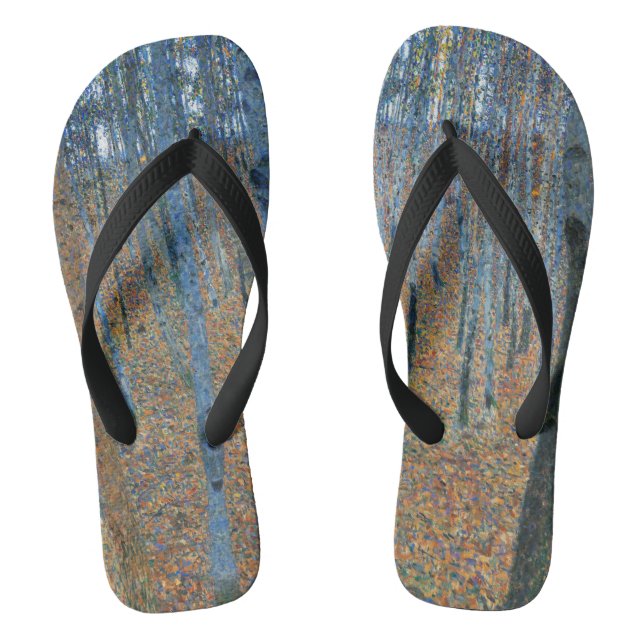 Gustav Klimt Buchenwald Vintage Fine Art Flip Flops (Fußbett)